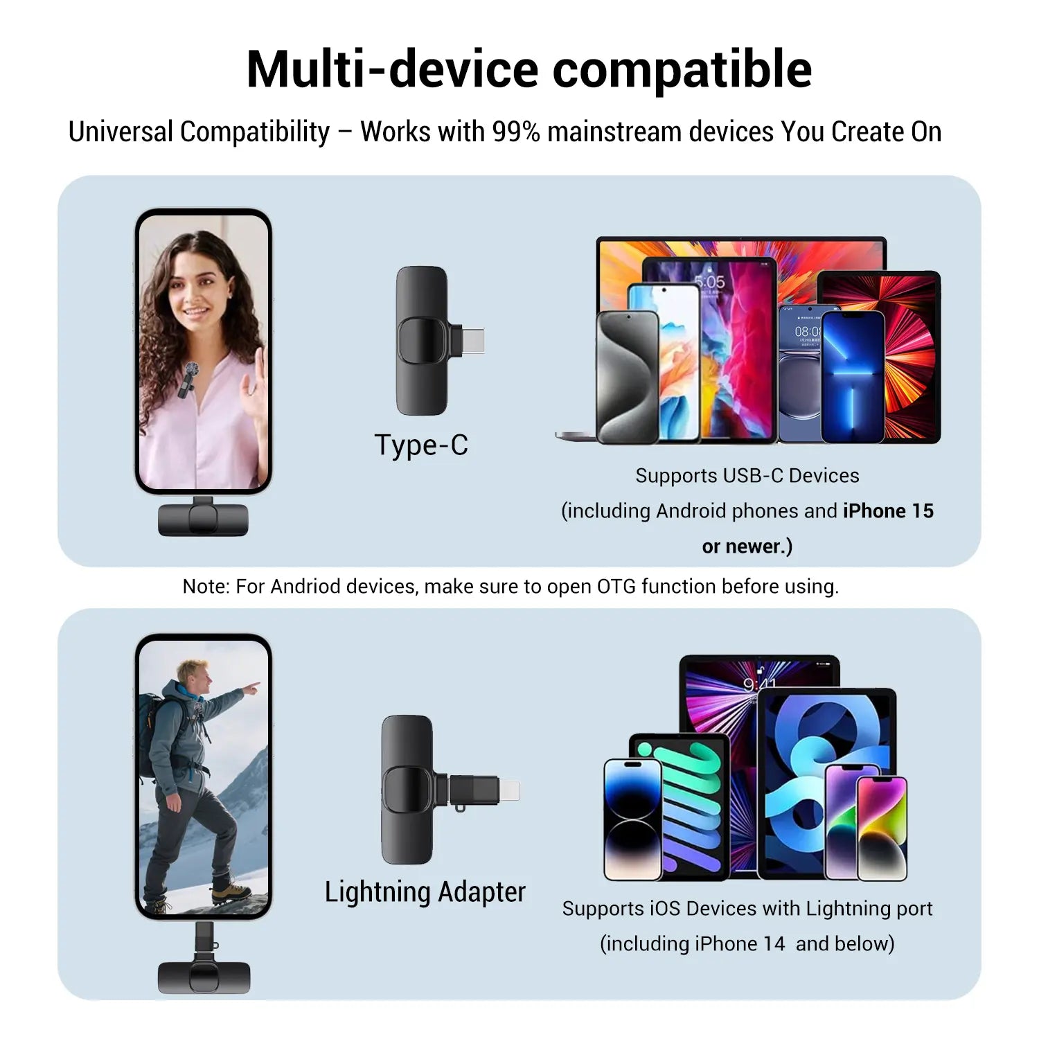 Hitozon Wireless Mini Microphone: Premium Lavalier Mic for iPhone, iPad, and Android - Ideal for Video Recording, Vlogging, and Podcasts with Advanced Noise Reduction