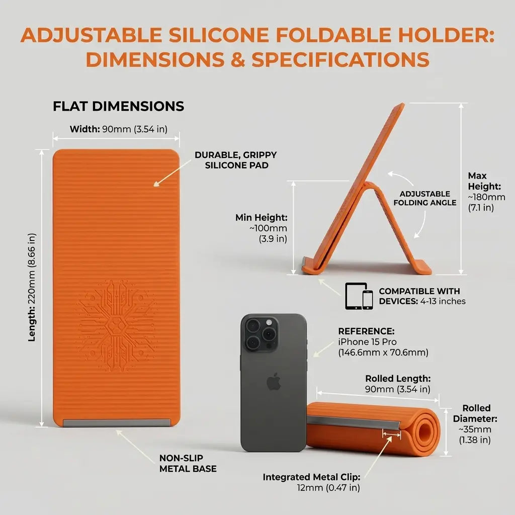 Ngangee Flexstand - Versatile Silicone and Aluminum Phone Holder with Adjustable Anti-Slip Desktop Mount for Phones, Tablets, and Laptops, Portable Car Mount for Home, Office, and Travel