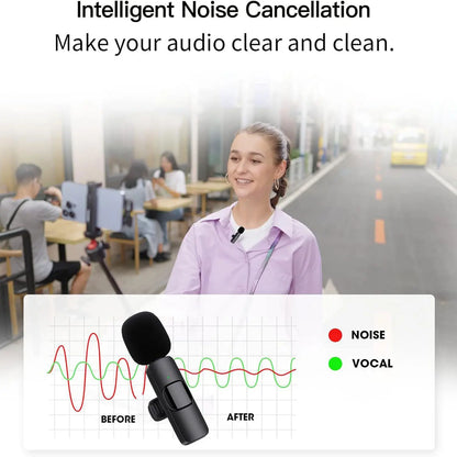 Hitozon Wireless Mini Microphone: Premium Lavalier Mic for iPhone, iPad, and Android - Ideal for Video Recording, Vlogging, and Podcasts with Advanced Noise Reduction