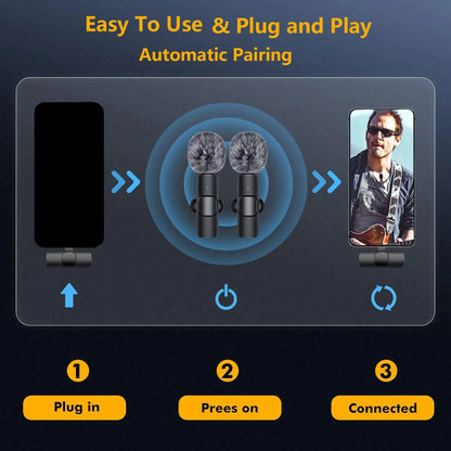 Hitozon Wireless Mini Microphone: Premium Lavalier Mic for iPhone, iPad, and Android - Ideal for Video Recording, Vlogging, and Podcasts with Advanced Noise Reduction