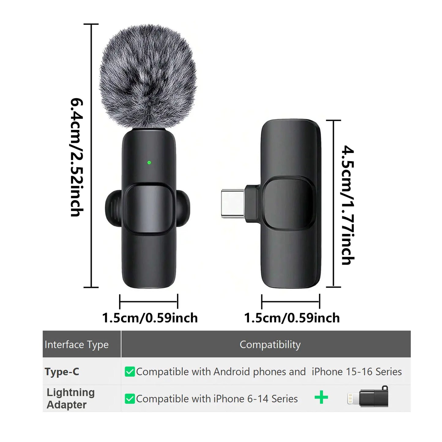 Hitozon Wireless Mini Microphone: Premium Lavalier Mic for iPhone, iPad, and Android - Ideal for Video Recording, Vlogging, and Podcasts with Advanced Noise Reduction