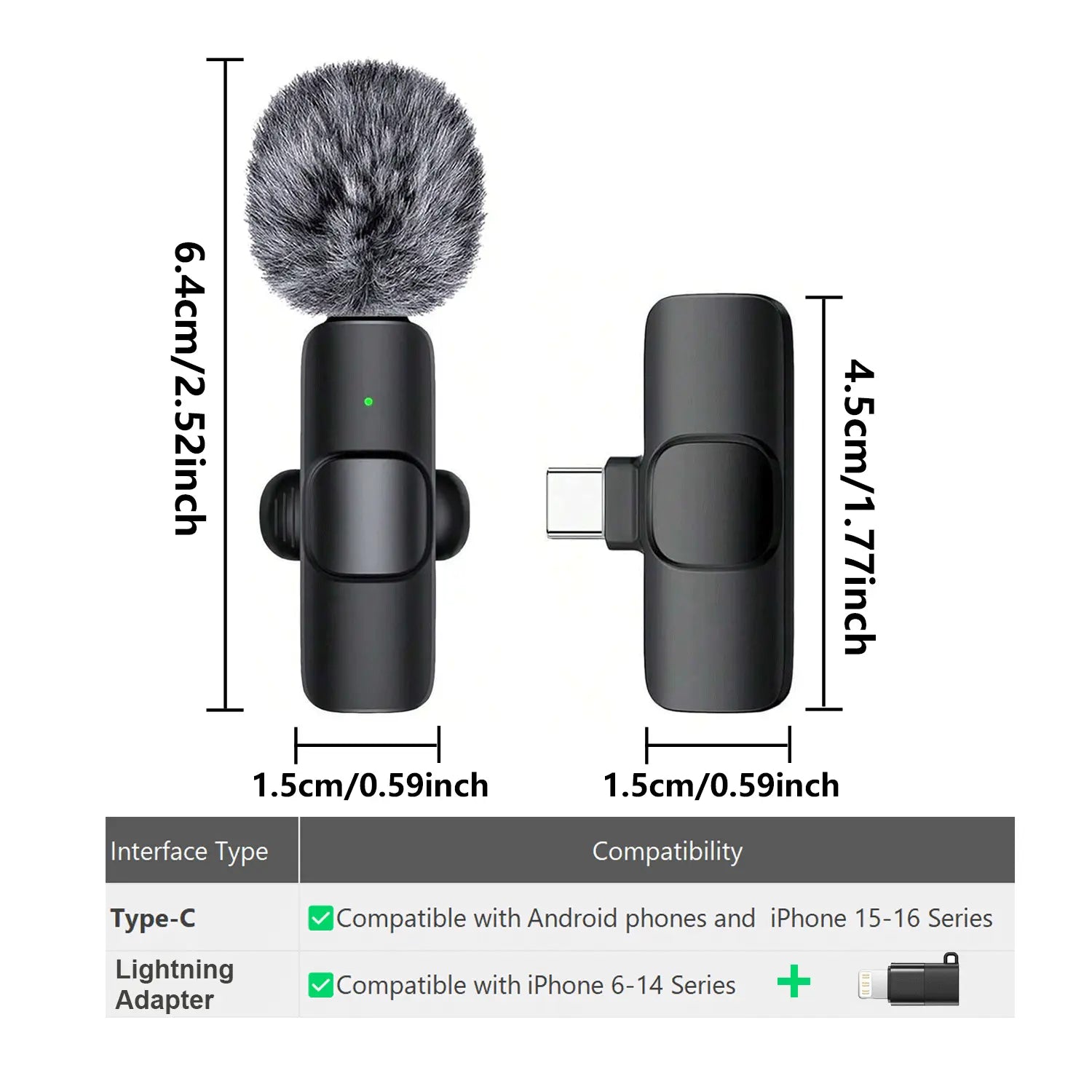 Hitozon Wireless Mini Microphone: Premium Lavalier Mic for iPhone, iPad, and Android - Ideal for Video Recording, Vlogging, and Podcasts with Advanced Noise Reduction