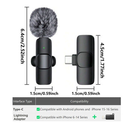 Hitozon Wireless Mini Microphone: Premium Lavalier Mic for iPhone, iPad, and Android - Ideal for Video Recording, Vlogging, and Podcasts with Advanced Noise Reduction