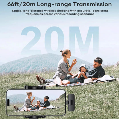 Hitozon Wireless Mini Microphone: Premium Lavalier Mic for iPhone, iPad, and Android - Ideal for Video Recording, Vlogging, and Podcasts with Advanced Noise Reduction